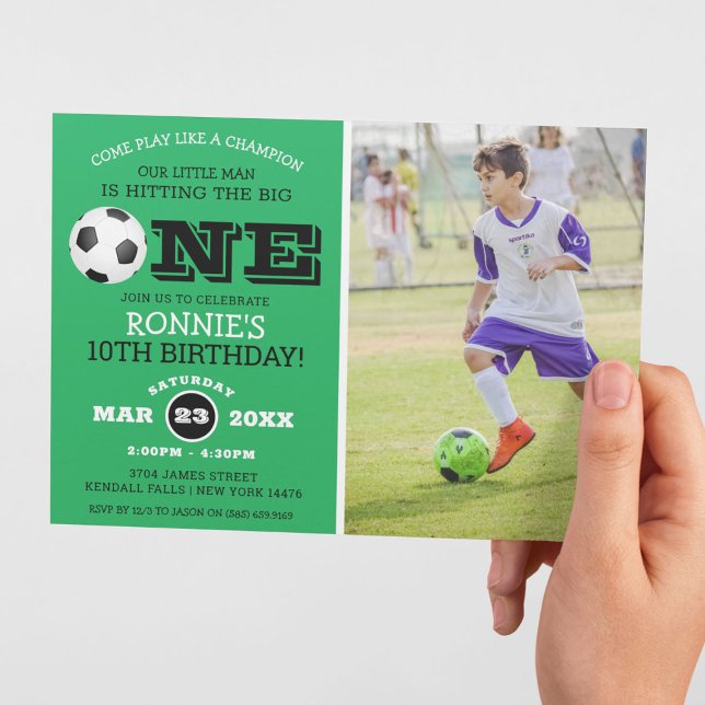 Cool Football Soccer Kids Photo Birthday Invitation (Creator Uploaded)