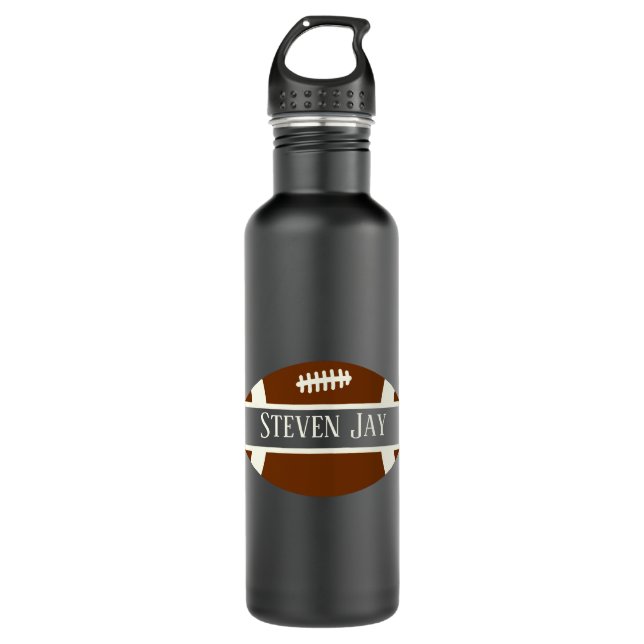 cool football sports add name 710 ml water bottle (Front)