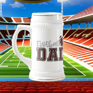 Cool football sports Dad word art Beer Stein