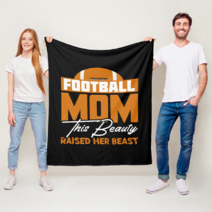 Cool Football sports Mom word art Fleece Blanket