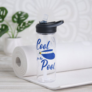 Cool For Pool Fun Summer Visor Art Motto Water Bottle