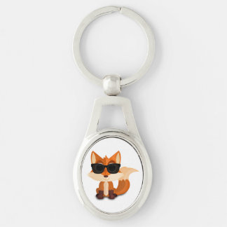 Cool Fox Wearing Sunglasses Cute Cartoon Woodland Key Ring