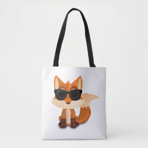 Cool Fox Wearing Sunglasses Full Print Cartoon Tote Bag