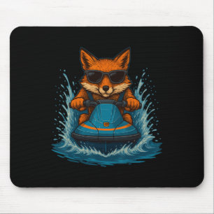 Cool Fox With Sungles Jet Ski Rider Animal Summer Mouse Pad
