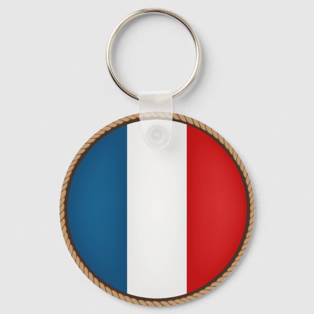 Cool France Flag Seal Key Ring (Front)