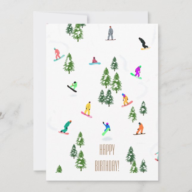 Cool Freeride Snowboarders Happy Birthday Invitation (Front)