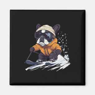 Cool French Bulldog Skiing Winter Funny Snow Dog S Magnet