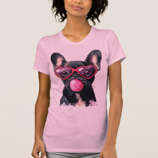 Cool French Bulldog T-Shirt – Dog with Heart Glass