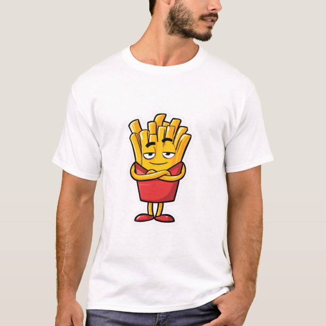 Cool French Fries Character with Attitude T-Shirt (Front)