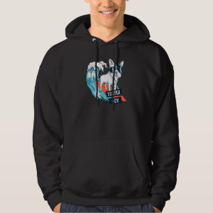 Cool Frenchie Bull Dog Surfer Boy Surfing Riding W Hoodie