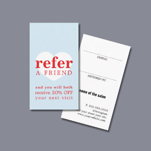 Cool Fresh Blue Red White Heart Bold Salon Referral Card