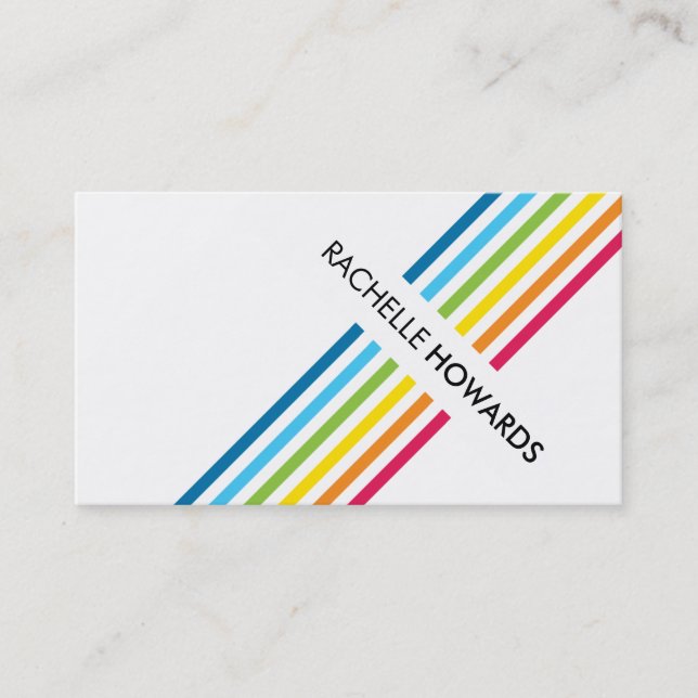 COOL FRESH colourful bold rainbow stripe Business Card (Front)