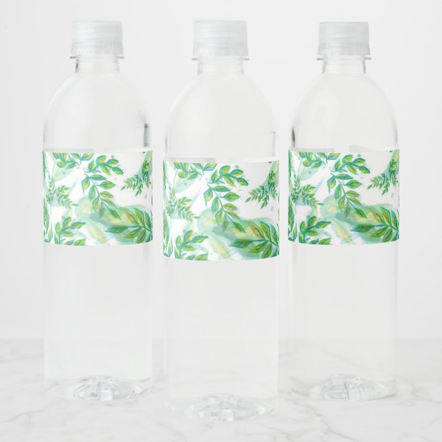 Cool Fresh Tropical Leaves Water Bottle Label (Bottles)