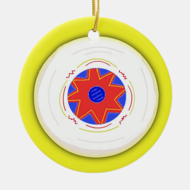 Cool Frisbee Ceramic Tree Decoration (Front)