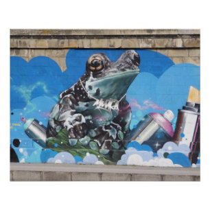 Cool Frog Between Spray Cans Graffiti Poster