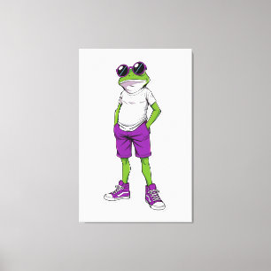 Cool Frog Canvas – Funny Glasses Frog Kids WallArt Print