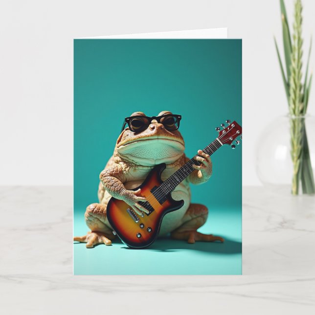 Cool Frog Musician Birthday Card (Front)