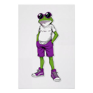 Cool Frog Poster – Funny Glasses Frog Kids WallArt
