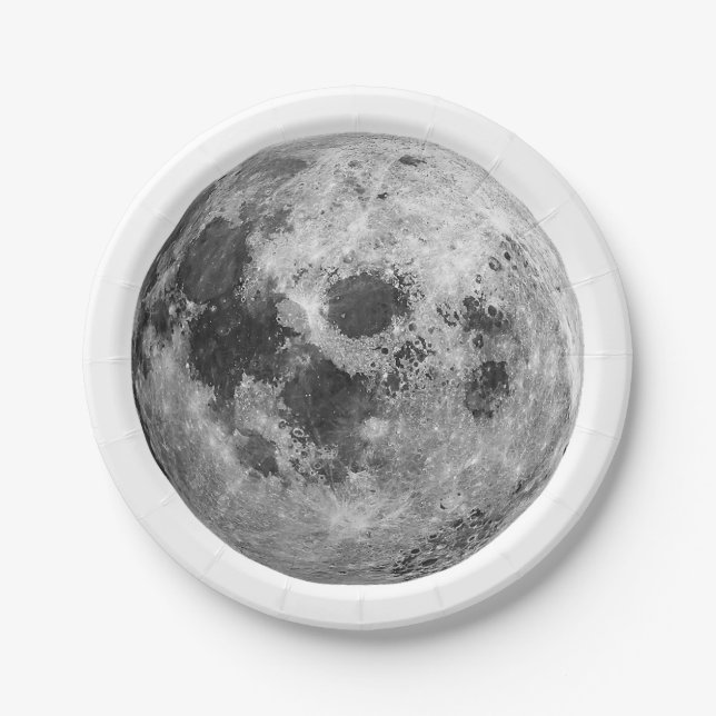 Cool Full Moon Graphic Space Astronomy Science Paper Plate (Front)
