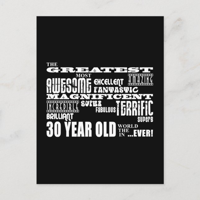 Cool Fun 30th Birthday Party Greatest 30 Year Old Postcard (Front)