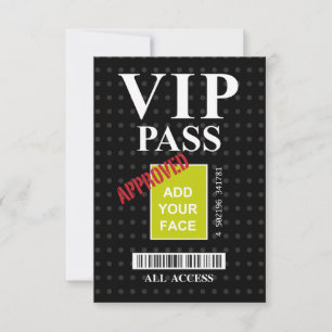 Cool fun black and white customisable VIP Pass…