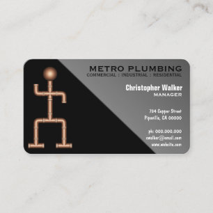 Cool Fun Black Grey Plumber Plumbing Business Card