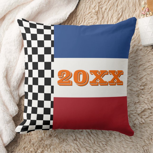 Cool Fun Black White Chequered Finish Flag Pattern Cushion (Blanket)