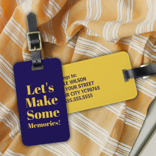 Cool Fun Blue Golden Yellow Summer Vibes Luggage Tag