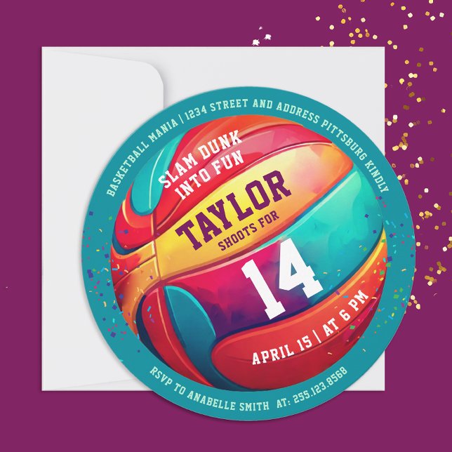 Cool Fun Blue Slam Dunk Basketball MVP Sport Ball Invitation (Creator Uploaded)