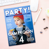 Cool Fun Blue Special Magazine Cover Kids Birthday