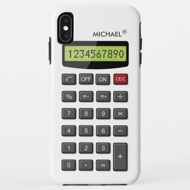Cool Fun Calculator Pattern with Custom Text Case-Mate iPhone Case (Back)