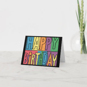 Cool Fun Colourful Happy Birthday Block Text Card