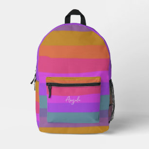 Cool Fun Colourful Stripe Pattern Printed Backpack