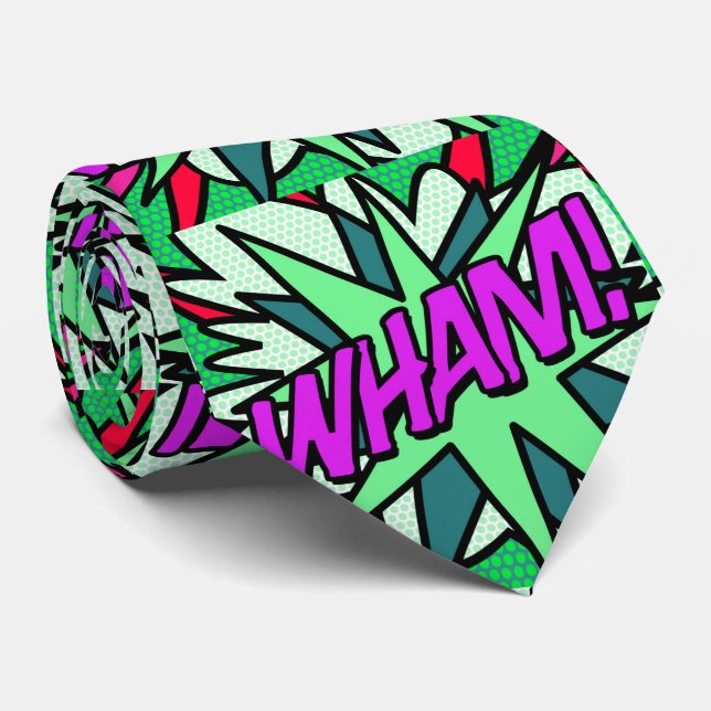 Cool Fun Comic Book WHAM Superhero  Tie (Rolled)