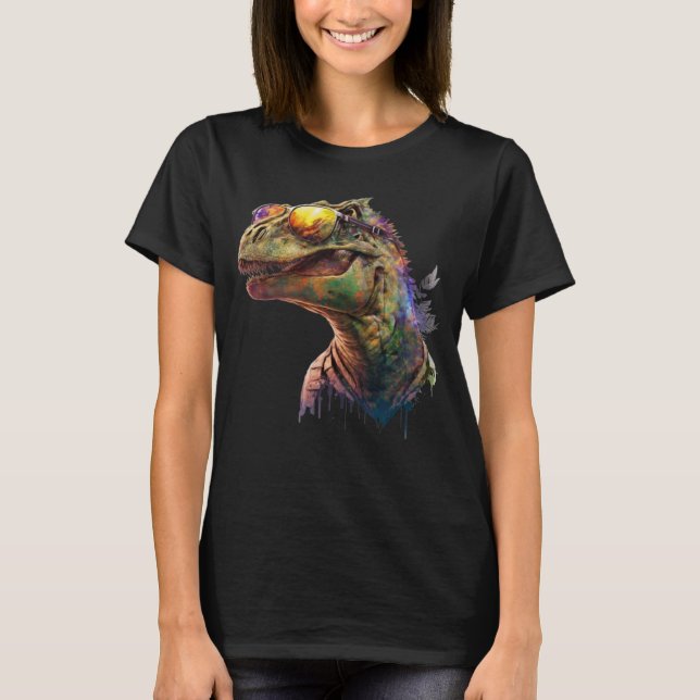 Cool fun dinosaur Raptor sunglasses T-Shirt (Front)
