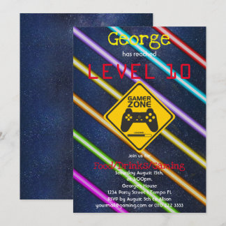 Cool, Fun Gaming Boy's Birthday Party Invitation