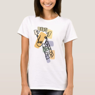 Cool Fun Giraffe Abstract Line Art T-Shirt