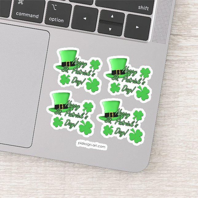 Cool fun Green top hat Shamrocks St. Patricks Day (Detail)