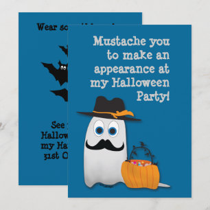 Cool fun Halloween moustache you Ghost Invitation