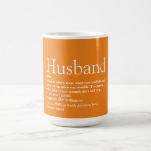 Cool Fun Husband Definition Quote Orange Coffee Mug