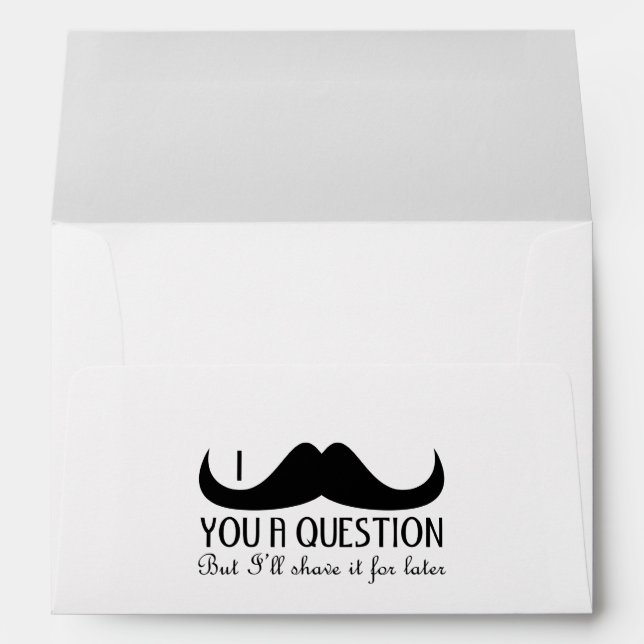 Cool fun I moustache you a question Black and Whit Envelope (Back (Bottom))