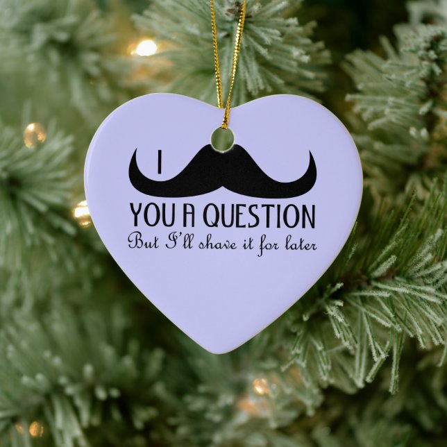 Cool fun I moustache you a question blue and pink  Ceramic Tree Decoration (Tree)
