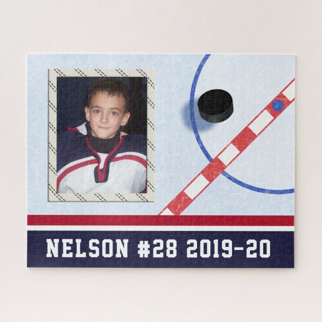 Cool Fun Ice Hockey Player Photo Jigsaw Puzzle (Horizontal)