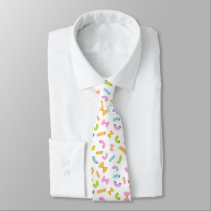 Cool fun pasta macaroni colourful pattern on white tie