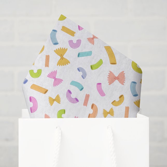 Cool fun pasta macaroni colourful pattern on white tissue paper (Gift Bag)