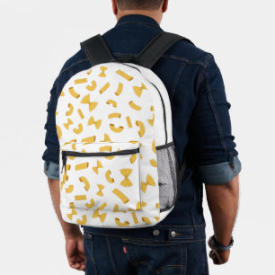 Cool fun pasta macaroni pattern on white printed backpack