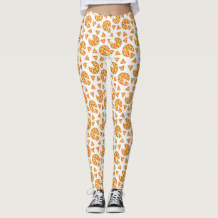 Cool fun pizza and slices pattern on white leggings