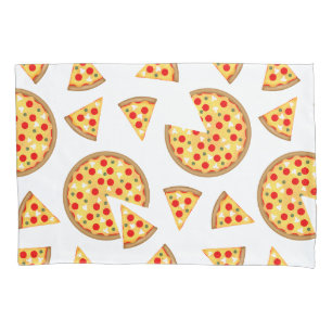 Cool fun pizza and slices pattern on white pillowcase