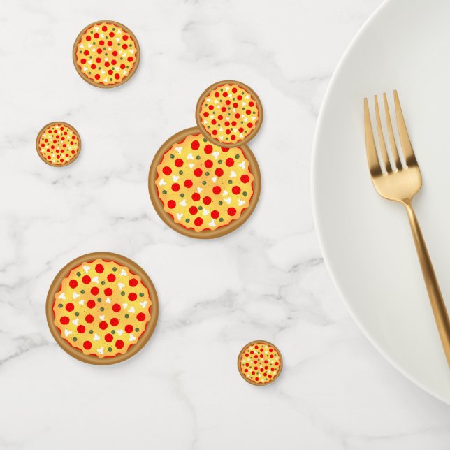 Cool fun pizza party kids birthday confetti (Group)