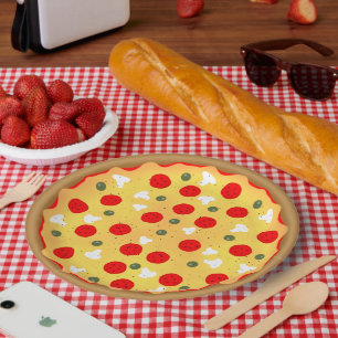 Cool fun pizza party kids birthday paper plate